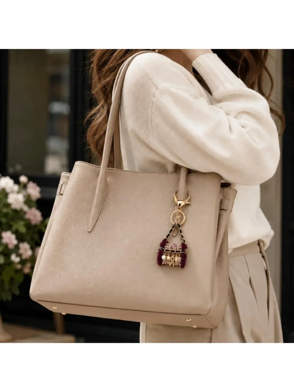 Chic Tweed Check Mini Bag Keychain | Stylish Accessory for Everyday Use